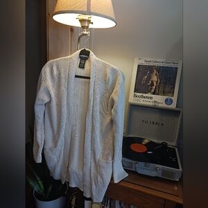 Elegant Cream Women's 100% Cotton Cardigan Size Large